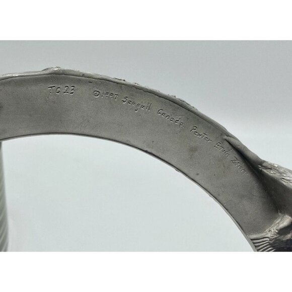 Birds & Pinecones Pewter Glass Large 9” Footed Bowl Centerpiece Votive Nature - Picture 10 of 12